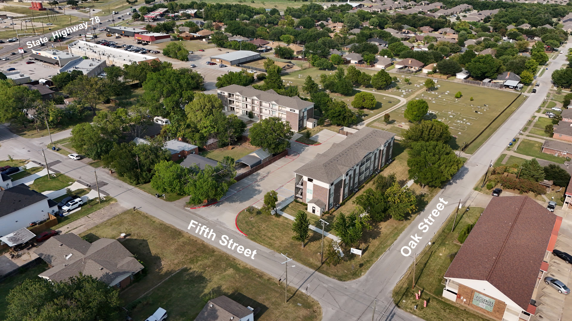Aerial view of Marble Street Apartments in Wylie